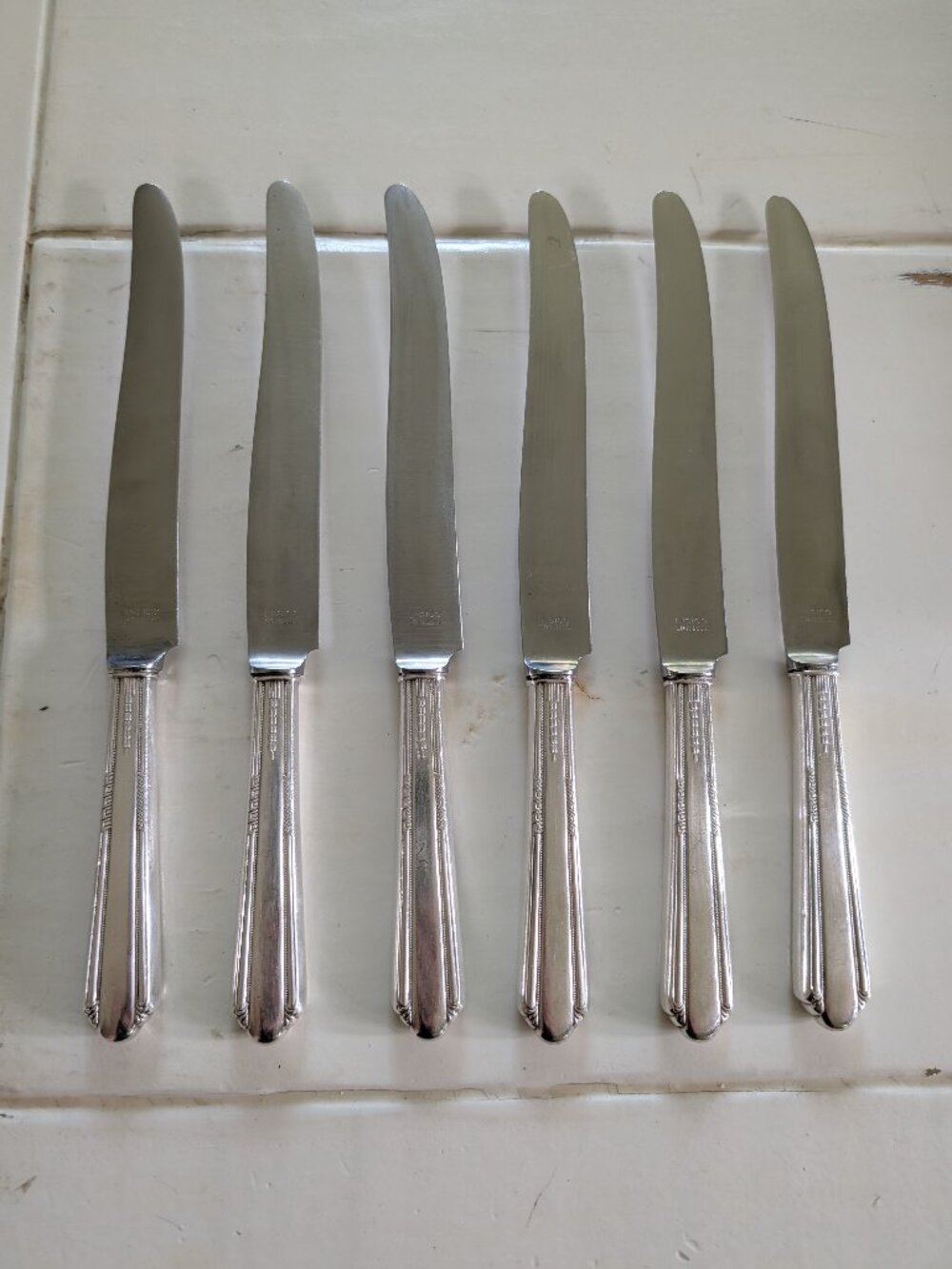 Set of 6 Holmes & Edwards Insico Butter Knives Stainless Steel Art Deco Flatware